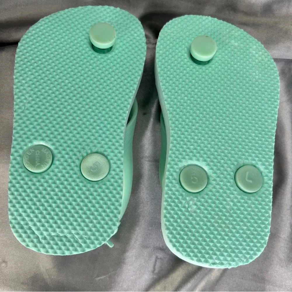 Old Navy Flip Flops Toddler Unisex Size 5 Mint Green Elastic Back Strap Beach‎